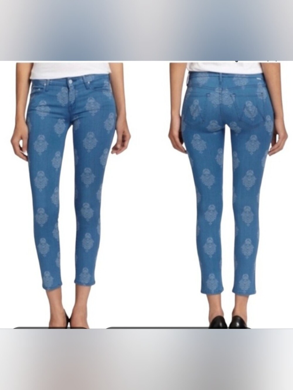 MOTHER The Looker Crop Jeans The Lamp In The Desert Blue Print Size 27